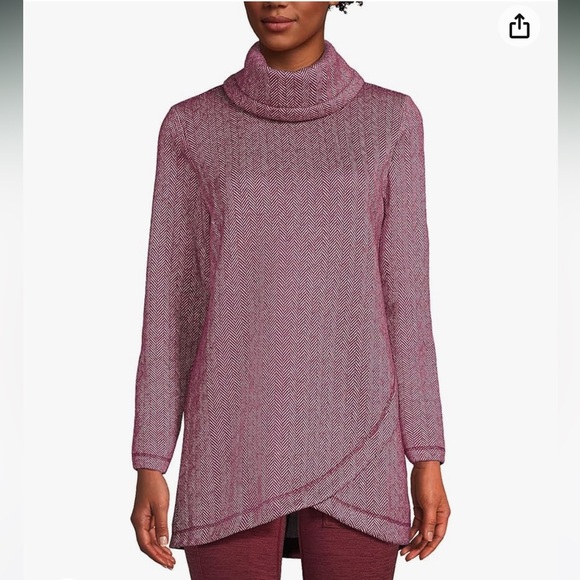 Lands' End Tops - LAND’S END Fleece Cowl Neck Tunic Top Sweater Pullover Maroon Wine